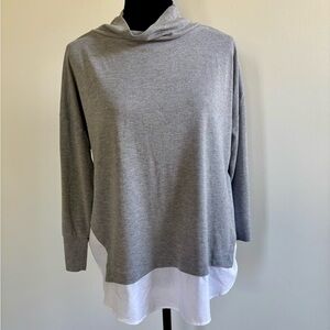 LOFT Gray and White Layered Blouse